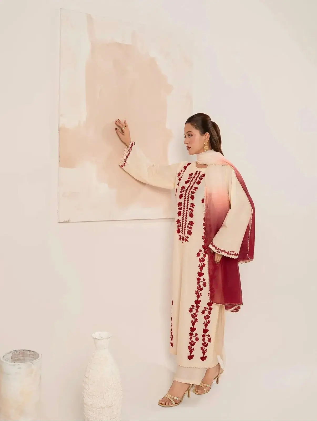 Dhanak embroidered 2 pc suit ziab