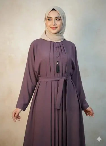 Modren Flared Abaya- Purple_tassel ziab