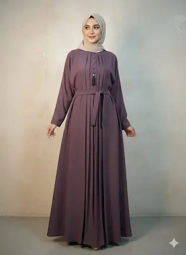 Modren Flared Abaya- Purple_tassel ziab