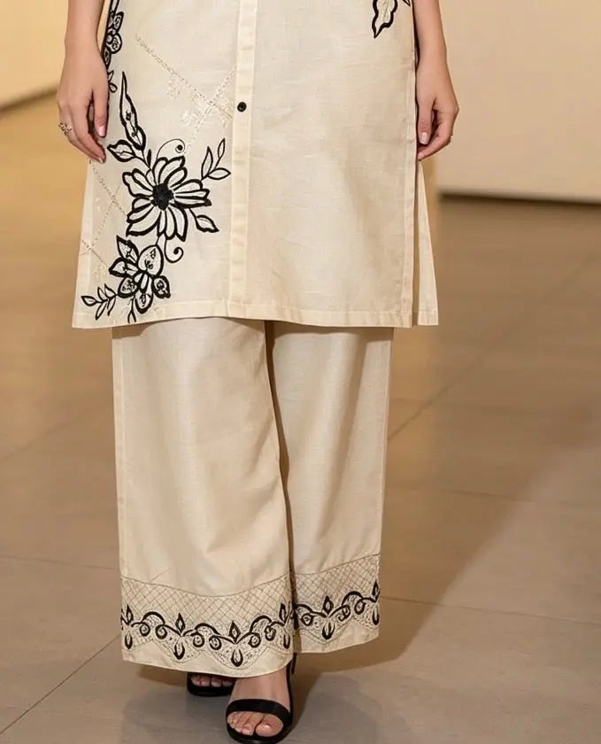 Off-White Embroidered 2-Piece Co-ord Set/ Off-White Embroidered 2-Piece Set ziab