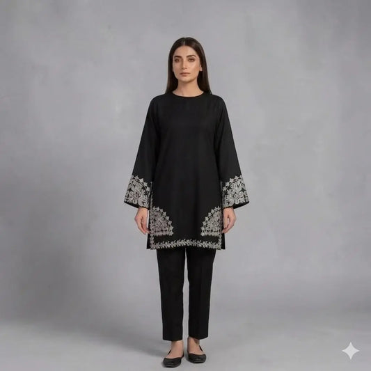 Black embroidered 2 Pc kameez Shalwar ziab